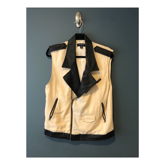 BY CORPUS MOTO VEST CREAM BLACK - URBAN OUTFITTERS - Picture 2 of 5